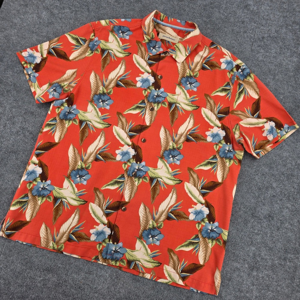 Tommy Bahama Mens XXL Island Zone Silk Blend Tropical Floral Button Down Shirt